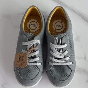 Livie & Luca Perforated Gray Sneakers with adjustable Velcro and laces